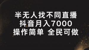 半无人找不同直播，月入7000+，操作简单 全民可做【揭秘】-网创学习资源