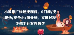 小说推广快速变现营，0门槛/变现快/竞争小/前景好，实操过程手把手针对性教学-网创学习资源