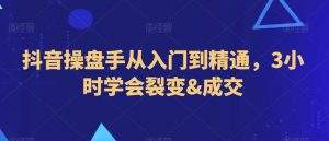 抖音操盘手从入门到精通，3小时学会裂变&成交-网创学习资源