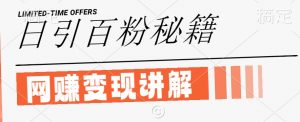 最新闲鱼引流创业粉，日引100+，网创项目虚变现讲解【揭秘】-网创学习资源