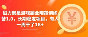 磁力聚星游戏副业陪跑训练营1.0，长期稳定项目，有人一周干了1K+-网创学习资源