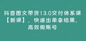 抖音图文带货13.0交付体系课【新课】，快速出单拿结果，高效做账号-网创学习资源