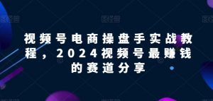 视频号电商实战教程，2024视频号最赚钱的赛道分享-网创学习资源