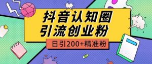 外面收费3980抖音认知圈引流创业粉玩法日引200+精准粉【揭秘】-网创学习资源