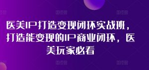 医美IP打造变现闭环实战班，打造能变现的IP商业闭环，医美玩家必看!-网创学习资源