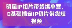 明星IP切片带货爆单营，0基础搞定IP切片带货短视频-网创学习资源