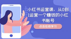 小红书运营课，从0到1运营一个赚钱的小红书账号-网创学习资源