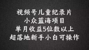 2024蓝海项目视频号儿童纪录片科普，单月收益5位数以上，新手小白可操作【揭秘】-网创学习资源