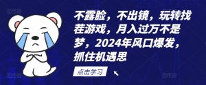 不露脸，不出镜，玩转找茬游戏，月入过万不是梦，2024年风口爆发，抓住机遇【揭秘】-网创学习资源