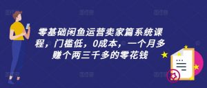 零基础闲鱼运营卖家篇系统课程，门槛低，0成本，一个月多赚个两三千多的零花钱-网创学习资源