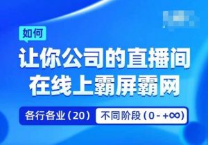 企业矩阵直播霸屏实操课，让你公司的直播间在线上霸屏霸网-网创学习资源