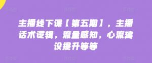 主播线下课【第五期】，主播话术逻辑，流量感知，心流建设提升等等-网创学习资源