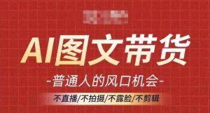 AI图文带货流量新趋势，普通人的风口机会，不直播/不拍摄/不露脸/不剪辑，轻松实现月入过万-网创学习资源