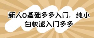 新人0基础多多入门，​纯小白快速入门多多-网创学习资源