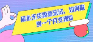 闲鱼无货源新玩法，如何做到一个月变现5W【揭秘】-网创学习资源