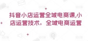 抖音小店运营全域电商课，​小店运营技术，全域电商运营-网创学习资源