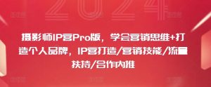 摄影师IP营Pro版，学会营销思维+打造个人品牌，IP营打造/营销技能/流量扶持/合作内推-网创学习资源