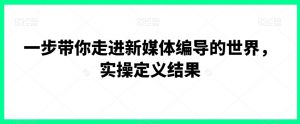 一步带你走进新媒体编导的世界，实操定义结果-网创学习资源