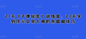 21天《子弹秘密》训练营，21天学到顶尖文案大师的策略和技巧-网创学习资源