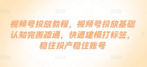 视频号投放教程，​视频号投放基础认知完善疏通，快速建模打标签，稳住投产稳住账号-网创学习资源