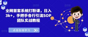 全网首套系统打粉课，日入3k+，手把手各行引流SOP团队实战教程-网创学习资源