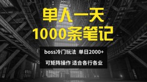 单人一天1000条笔记，日入2000+，BOSS直聘的正确玩法【揭秘】-网创学习资源