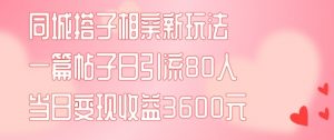 同城搭子相亲新玩法一篇帖子引流80人当日变现3600元(项目教程+实操教程)【揭秘】-网创学习资源