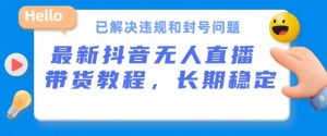 抖音无人直播带货，长期稳定，已解决违规和封号问题，开播24小时必出单【揭秘】-网创学习资源