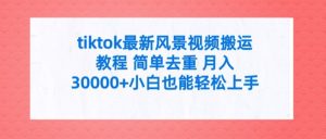 tiktok最新风景视频搬运教程 简单去重 月入3W+小白也能轻松上手【揭秘】-网创学习资源