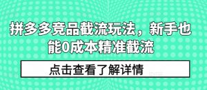 拼多多竞品截流玩法，新手也能0成本精准截流-网创学习资源