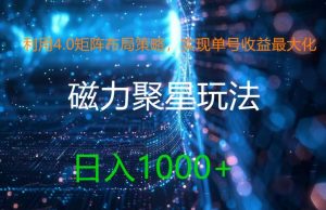 利用4.0矩阵布局策略，实现单号收益最大化，磁力聚星新玩法，日入1k+【揭秘】-网创学习资源