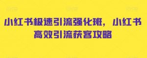 小红书极速引流强化班，小红书高效引流获客攻略-网创学习资源