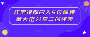 红果短剧日入5位数爆单大佬分享二创经验-网创学习资源