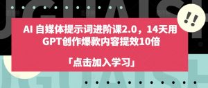 AI自媒体提示词进阶课2.0，14天用 GPT创作爆款内容提效10倍-网创学习资源