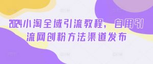 2024小淘全域引流教程，自用引流网创粉方法渠道发布-网创学习资源