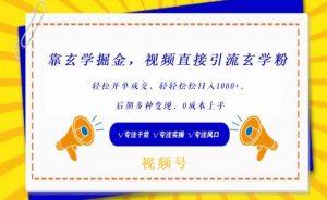 靠玄学掘金，视频直接引流玄学粉， 轻松开单成交，后期多种变现，0成本上手【揭秘】-网创学习资源