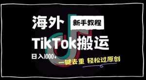 2024最新海外TikTok搬运玩法，一键去重轻松过原创，新手无经验也能日入1k【揭秘】-网创学习资源