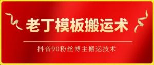 老丁模板搬运术：抖音90万粉丝博主搬运技术【揭秘】-网创学习资源