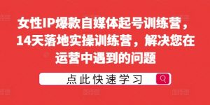 女性IP爆款自媒体起号训练营，14天落地实操训练营，解决您在运营中遇到的问题-网创学习资源