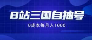 B站三国自抽号项目，0成本纯手动，每月稳赚1000【揭秘】-网创学习资源