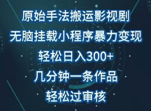 原始手法影视搬运，无脑搬运影视剧，单日收入300+，操作简单，几分钟生成一条视频，轻松过审核【揭秘】-网创学习资源
