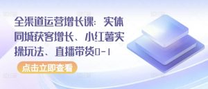 全渠道运营增长课：实体同城获客增长、小红薯实操玩法、直播带货0-1-网创学习资源