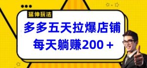 多多五天拉爆店铺，每天躺赚200+【揭秘】-网创学习资源